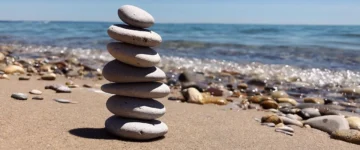 rock balancing symbolising left and right hemispheres