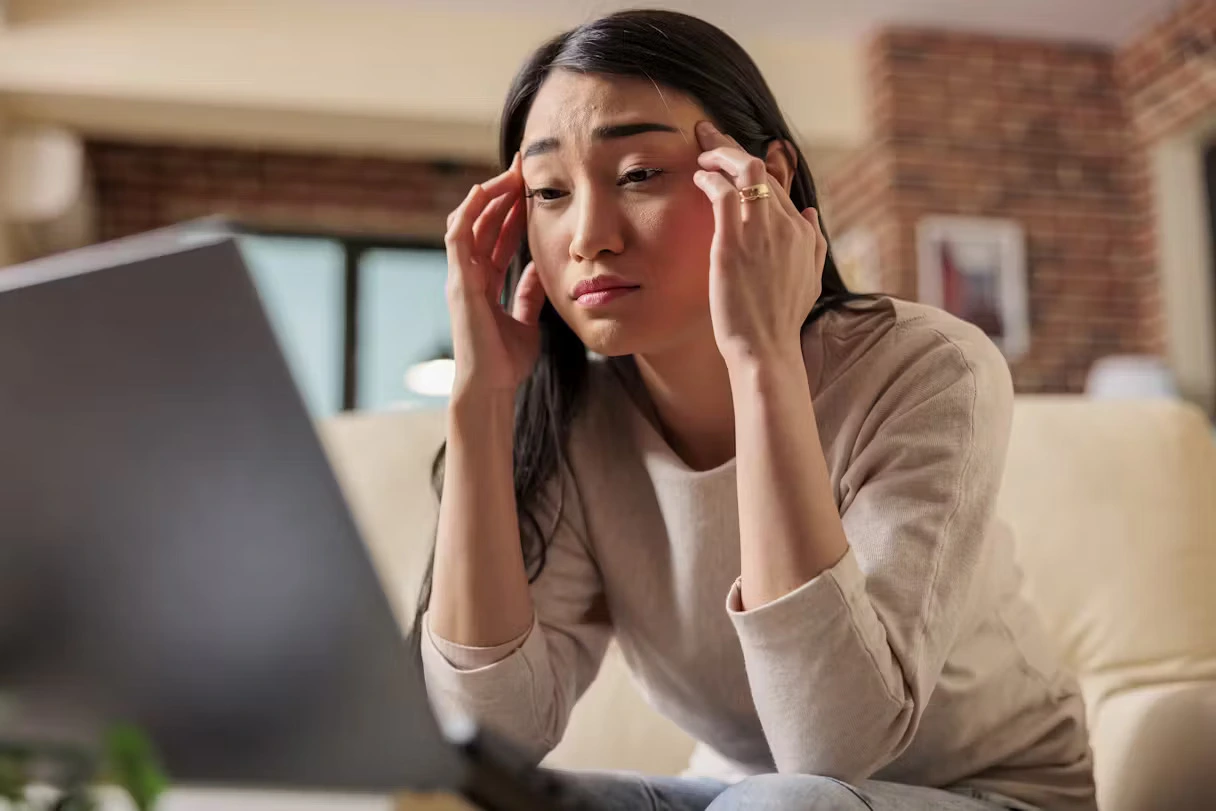 lady looking worried with anxiety
